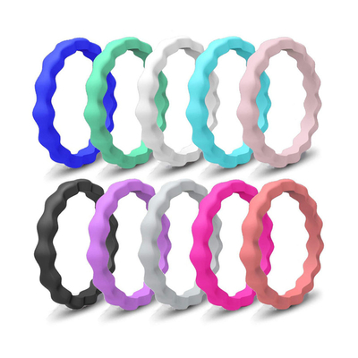 Anéis de dedo de Logo Custom Wedding Silicone Rubber da categoria médica para mulheres