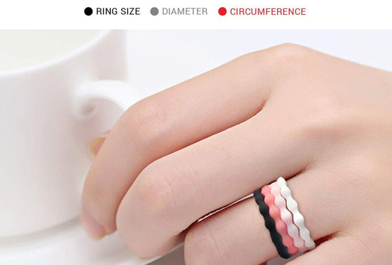 Anéis de dedo de Logo Custom Wedding Silicone Rubber da categoria médica para mulheres